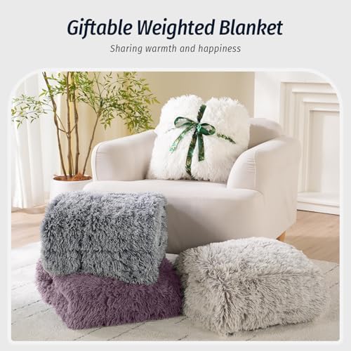 Wemore Weighted Blanket for Adult 48"x72" 15lbs Soft Long Plush Twin Purple - Image 5
