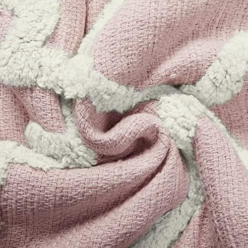 Americanflat 50x60 Throw Blanket - Soft and Breathable Cotton Throw Blanket for Couch, Bed, Chair - Decorative Blankets Perfect for Home, Office, or Outdoor Use - Pink Tufted Design - Image 5