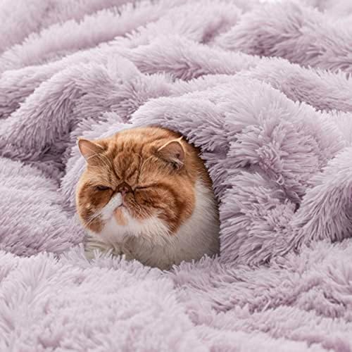 Bedsure Faux Fur Fluffy Fleece Sherpa Blanket Couch Throw Lavender 50"x60" - Image 4