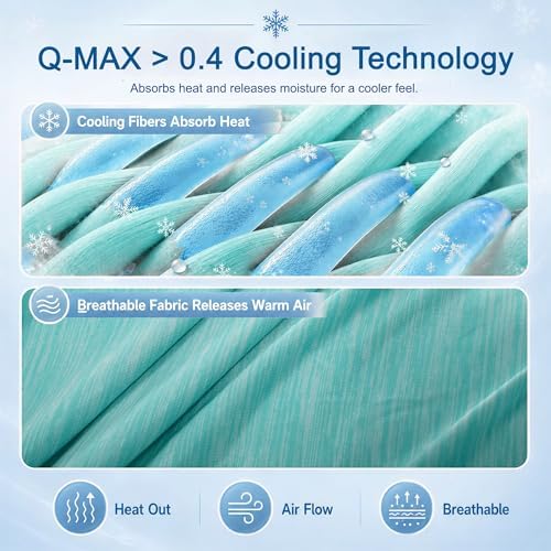 Queen Size Cooling Blanket for Hot Sleepers - Lightweight Breathable Cool Cold Blanket - Keep Cool for Night Sweats, Soft Thin Ice Blankets for Bed Couch Sofa, (Aqua Splash, 90"x90") - Image 7