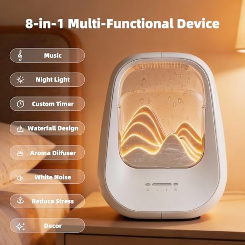 8-in-1 White Noise Sound Machine with Rain Drop Real Sound, Cream - Image 2