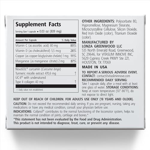 Collanol - Innovation in The Care of Healthy Joints – Liquid Formula in a Double Capsule. 3D Collagen + Micelle Extract of Turmeric Roots 1 Capsule/Day. Laboratory Tested - Image 4