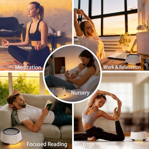 White Noise Sound Machine with 20 Soothing Sounds, 10 Colors Night Light Sleep Machines Home Office Travel, 5 Timers and Memory Feature Sound Machine for Nursery Baby Kids Adults (White) - Image 6