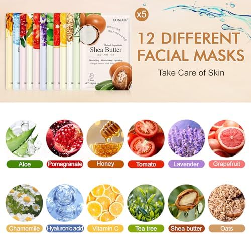 KONEUK 60 Pack Collagen Essence Face Masks Skincare for Women - Image 2