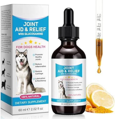 Pain Relief for Dogs, Hip & Joint Glucosamine Drops, Chondroitin Drops for Dogs, Natural Formula with Essential Nutrients for Active & Aging Dog, 60ml by Unknown