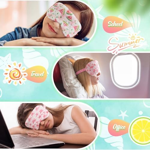 Cuffbow 6 Pack Fuzzy Sleep Masks Plush Eye Mask,Summer,Pink - Image 5