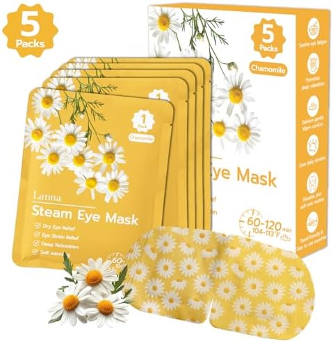 LANNA Heated Steam Eye Mask, Disposable 120 Minutes, Chamomile Scent 5 Pcs - Image 2