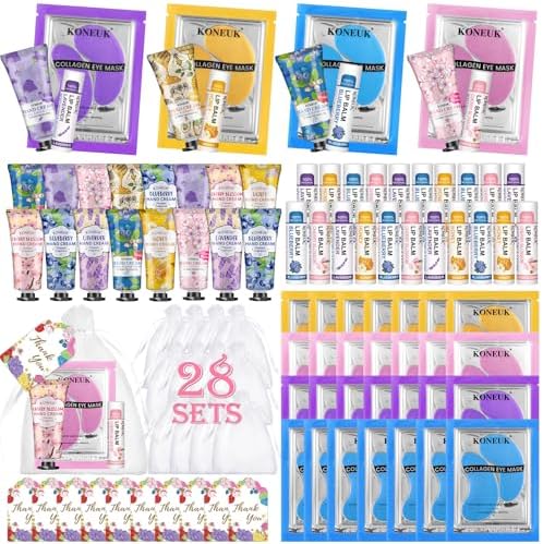 84 Pcs Bulk Gifts, Under Eye Patches, Hand Creams Bulk & Lip Balms Bulk by KONEUK