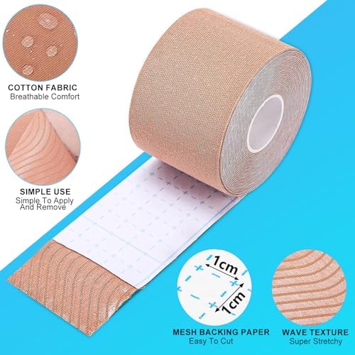 4 Rolls Waterproof Kinesiology Tape - Pro Support Elastic Free-Cut Athletic Tapes for Muscle Strain Relief & Joint Support, Cotton Breathable Sports Tape with Elasticity Suitable for All Body Areas - Image 3