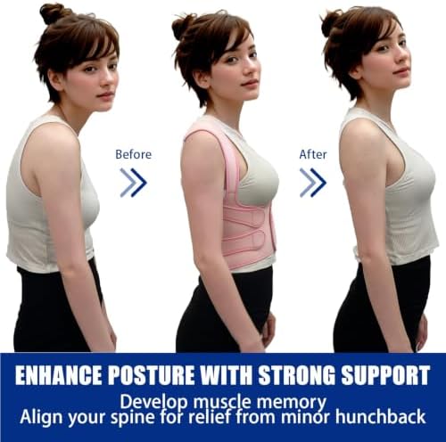 Posture Corrector for Women and Men - Adjustable Back Brace for Pain Relief - Enhances Posture and Provides Lumbar Support - Upper and Lower Back Straightener - Breathable Back Support (Medium, Pink) - Image 2