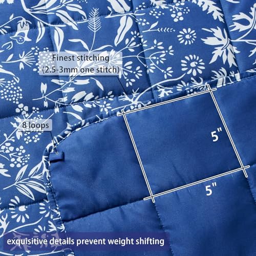 yescool Weighted Blanket for Adults (15 lbs, 48" x 72", Indigo) Cooling Heavy Blanket for Sleeping Perfect for 140-160 lbs, Twin Size Breathable Blanket with Premium Glass Bead, Machine Washable - Image 4