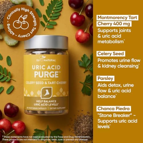 Eu Natural Purge Uric Acid Flush with Tart Cherry & Celery Seed, 120 Caps - Image 3