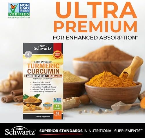 Turmeric Curcumin with Black Pepper Extract 1500mg, 45 Capsules - Image 3