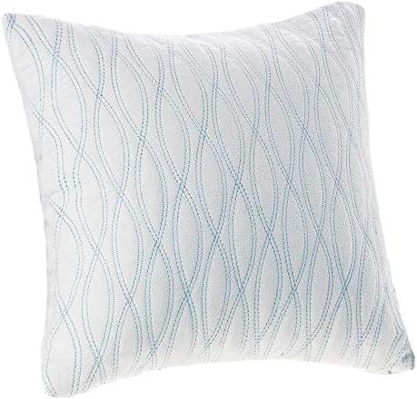 Harbor House Modern Design Decorative Pillow Hypoallergenic Sofa Cushion Lumbar, Back Support, Square 18" x 18", Coastline, Cotton Blue by HarborHouse