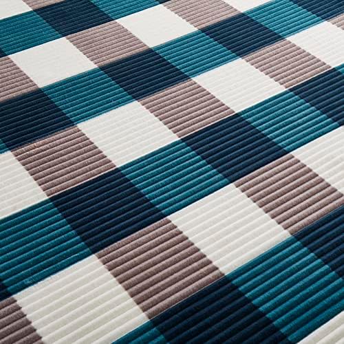 PU MEI Sherpa Blanket Twin Plaid Thick Bed Blanket, 60”*80” Super Soft Flannel Fuzzy Fleece Reversible Velvet Plush Warm Blanket for Couch (Teal Check, 60"*80") - Image 6