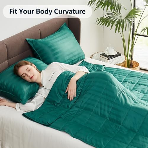 Weighted Blanket Queen Size (60"x80" 17lbs),Ultra Soft and Cozy Cooling Weighted Blanket Queen Size for Adult,Heavy Blanket with Machine Washable Soft Blanket, Green - Image 2