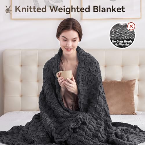 Knitted Weighted Blanket for Adult, No Beads Heavy Blanket 48"x72" 15lbs - Image 5