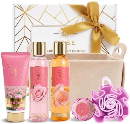 Gifts for Women, 6pc Rose Felt Storage Spa Gift Baskets for Women by spaluxetique