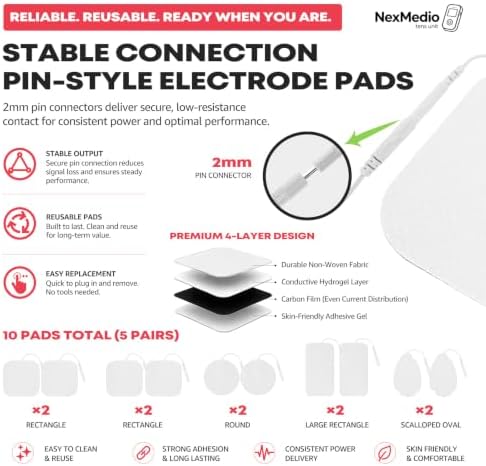 TENS Unit EMS Muscle Stimulator for Pain Relief, 4-Channel 4-in-1 Pulse Massager, 60 Modes, 30 Intensity Levels, Color LCD, Type-C Rechargeable, 10 Pads for Back Neck Shoulder Sciatica - Image 6