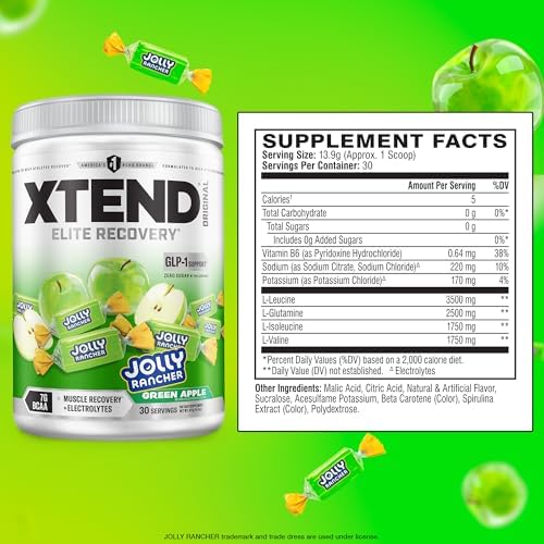 Xtend Original BCAA Powder, Zero Sugar, Jolly Rancher Green Apple, 30 Serv - Image 2