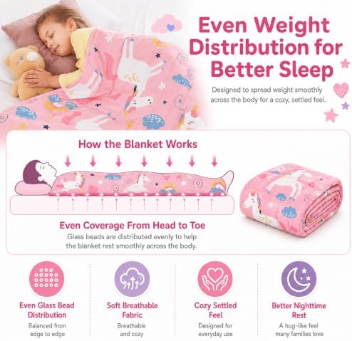 Pink Unicorn Weighted Blanket 2lbs Small Weighted Lap Pad Gifts, 20"x30" - Image 2