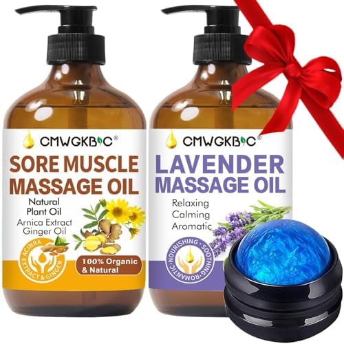 Massage Oil for Massage Therapy,Lymphatic Drainage-Ginger Oil Sore Muscle Arnica Oil&Lavender Oil Relaxing Massage Oils for Date Night,Massage Ball,Body Oil for Women,Mens Gifts,Birthday Gifts for Men by CMWGKBC