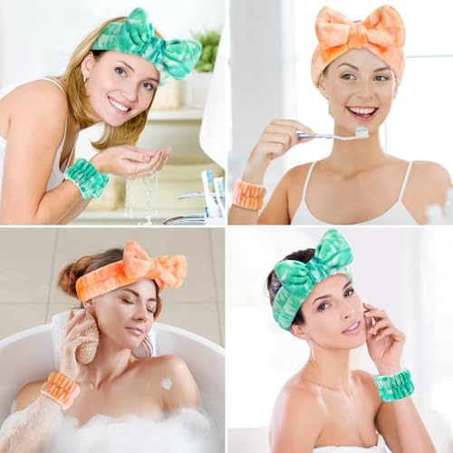 Wteehn 6pcs Headband and Wristband for Face Washing, Makeup Spa Skincare Headband, Skin Care Face Wash Headbands Wrist Bands Tools Set, for Women and Teen Girls Gifts - Image 5