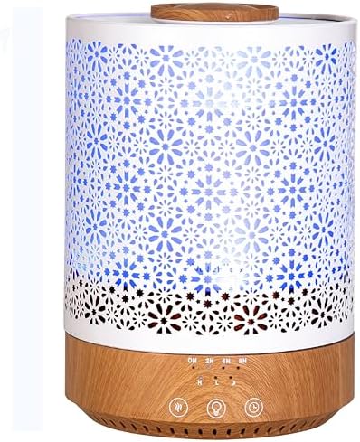 BlueHills 2500 ML Humidifier with Essential Oil Diffuser Combo Aroma Home Décor Design for Large Bed Bath Kids Baby Living Rooms Big Capacity LED Lights Scent Ultrasonic Cool Mist Wood Grain F006 by BlueHills