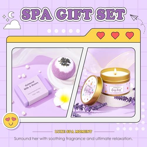 Gift Baskets for Women Unique Birthday Gifts for Women self care cheer up gifts set pick me up gift box for Woman teen girls best friend Sister Ladies Friendship Her - Inspirational Purple Present - Image 3
