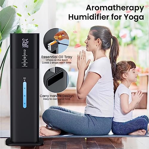 Humidifiers Large Room Bedroom with 7 Colors Light, 2.1Gal(8L) 3 Speed Quiet Ultrasonic Cool Mist Humidifier with 360° Nozzle, Humidity Setting, Timer,Aroma Box for Home Plant Baby Yoga Sleep (Black) - Image 6