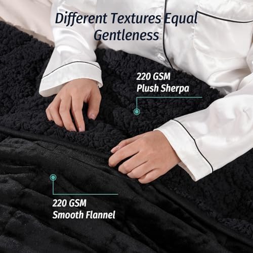 Wemore Sherpa Fleece Weighted Blanket for Adult 15 lbs King 80"x87" Black - Image 2