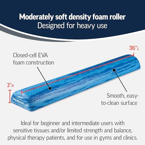 OPTP PRO-Roller Soft Density Foam Roller – Half-Round, Blue, 36"L x 3"H - Image 3