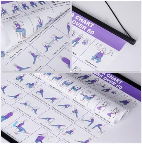 GiftNest Chair Tai Chi & Yoga Workout Chart for Seniors –Chair Yoga Wall Chart – 31 Poses for Seniors & Beginners – Fabric Poster with Hanging Rod & Rope – Durable, Foldable, and Easy to Display in Home or Office – Stretching & Mobility Guide - Image 3
