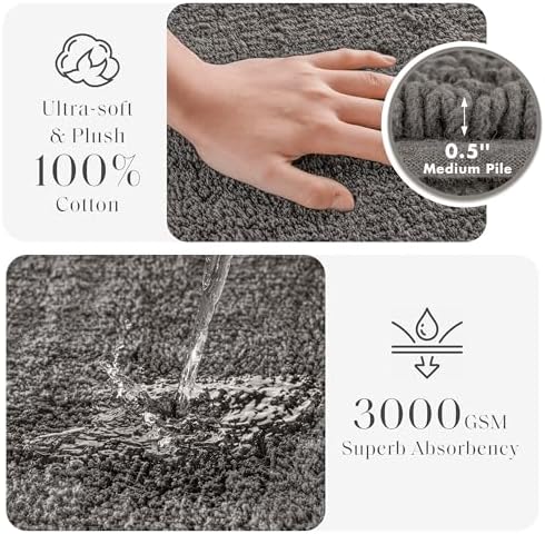 Madison Park Splendor Reversible 100% Cotton Bath Runner 24 x 60 Charcoal - Image 3
