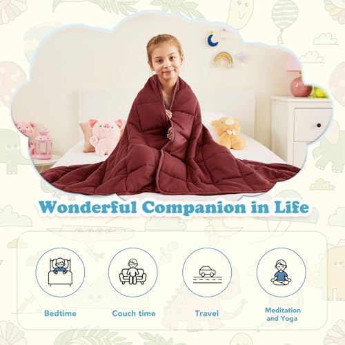 CuteKing Weighted Blanket - Weighted Blanket with Premium Glass Beads - Breathable Heavy Blanket for Comfortable Rest - Thick Blanket All Season (7lbs, 40"x60", Claret Red) - Image 4