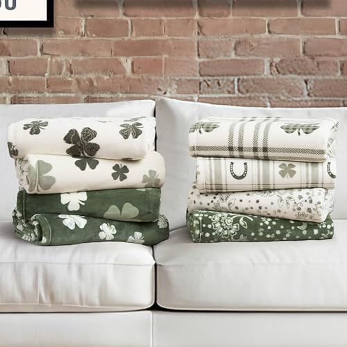 Lucky Brand 50" x 70" Plush Throw Blanket, Clover Green Blanket for Sofa or Bed - Image 6