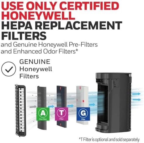 Honeywell InSight HEPA Air Purifier for Medium Rooms (100 sq ft). Allergen Reducer for Wildfire/Smoke, Pollen, Pet Dander & Dust. Air Quality Indicator and Auto Mode - Black, HPA080 - Image 6