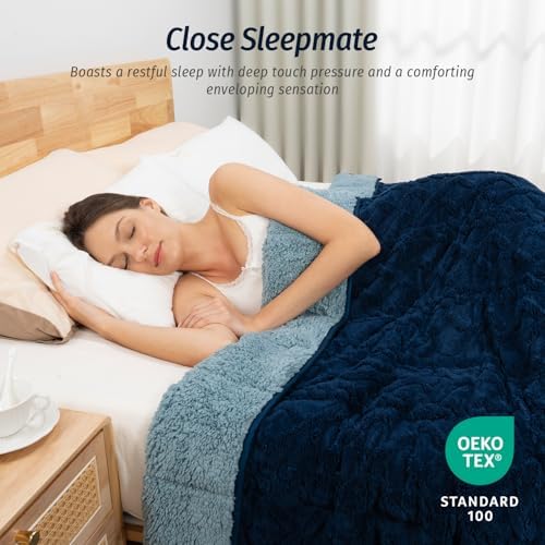 Wemore Soft Weighted Blankets for Adults Queen 60" x 80" 15 lbs Navy Blue - Image 3