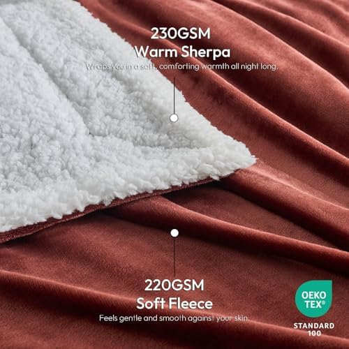 NANPIPER Warm Sherpa Blanket Queen Size for Bed, Soft Fleece for Winter, Fuzzy Plush Throw Gift for Women, Chocolate Brown 90x90 Inches - Image 5