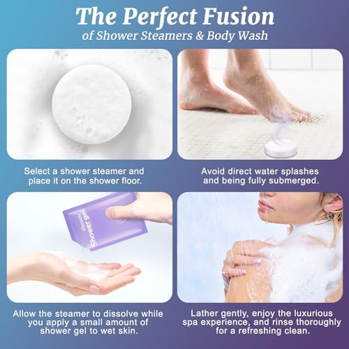 Shower Steamers Aromatherapy Birthday Gifts for Women - 8 Pcs Mothers Day Gifts for Mom Wife Daughter Grandma, Self Care with Natural Essential Oils Relaxation Home Spa Gift Set (Gradient Blue-Purple) - Image 6