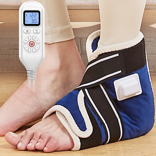 CAMECO 1 Pack Ankle Heating Pad for Pain Relief Arthritis, Heated Foot Ankle Wrap for Sprains, Achilles Tendonitis, Plantar Fasciitis | 86℉-158℉ Temp | 0-90Min Auto Shut Off (Blue) by CAMECO
