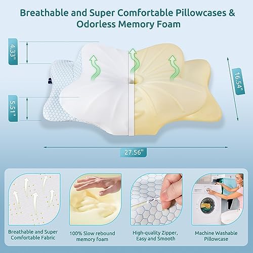 DONAMA Cervical Pillow for Neck and Shoulder Pain Relief, Cooling Contour Memory Foam Pillow, Dual-Height Ergonomic Neck Support Pillow for Side Back Stomach Sleepers with Removable Pillowcase - Image 3