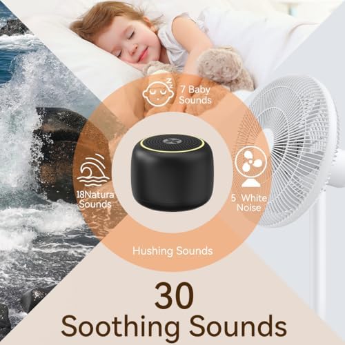 Portable Sound Machine Small Mini White Noise Machine Brown Noise 30 Soothing Sounds Rechargeable Speaker Block Noise 4 Memory Function Natural Baby Adults Kids for Travel Office Privacy Improve Sleep - Image 3