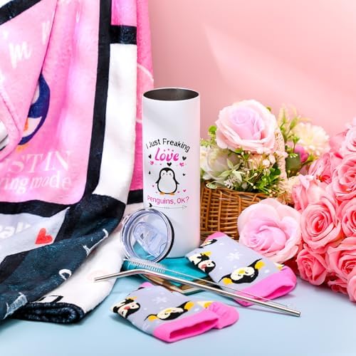 HunnmingRe 3 Pcs Penguin Gifts Set Blanket Tumbler Socks for Women - Image 3