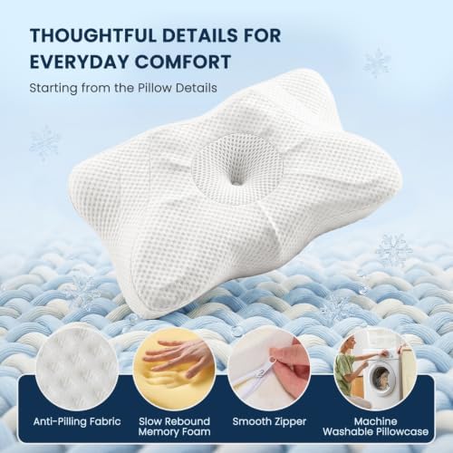 Sweetcrispy Cervical Neck Pillow for Neck Pain Relief, Cooling Memory Foam - Image 6