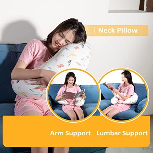 BYRIVER C Shaped Pregnancy Pillow with Cover, Knee Pillow for Side Sleeper Knees Legs Hips Pain, Leg Pillow Elevation for Lower Back Pain, Versatile Small Body Pillow for Sleeping(Dino) - Image 5