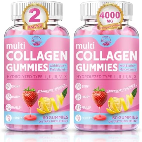 Nature's live Multi Collagen Peptides Gummies, Type I, II, III, V, X by NaturesLive