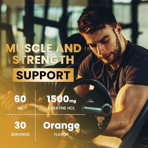 Creatine HCL Liquid Drops for Men & Women, 1500mg Liquid Creatine Hydrochloride, High Absorption, 2 Fl Oz Orange Flavor - Image 2