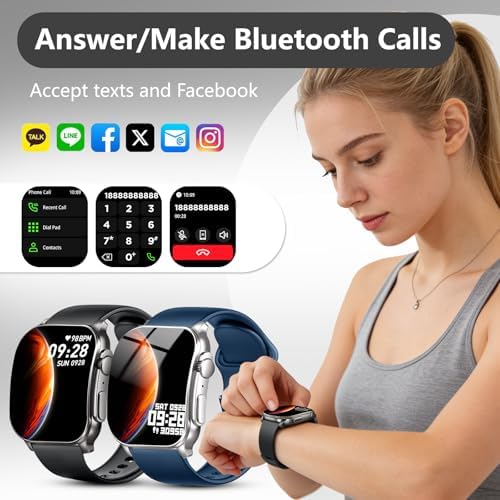 Smart Watch, 2.01" AMOLED Curved Touchscreen Fitness Watch for Women, IP68 Waterproof, 24/7 Heart Rate/Sleep Monitor, Fitness Tracker with Pedometer, 120+ Sports Modes,Smartwatch for Android iOS Black - Image 4