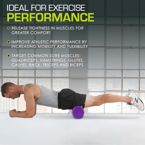 ProsourceFit High Density Foam Rollers 12 - inches long, Firm Full Body Athletic Massager for Back Stretching, Yoga, Pilates, Post Workout Trigger Point Release, Purple - Image 6